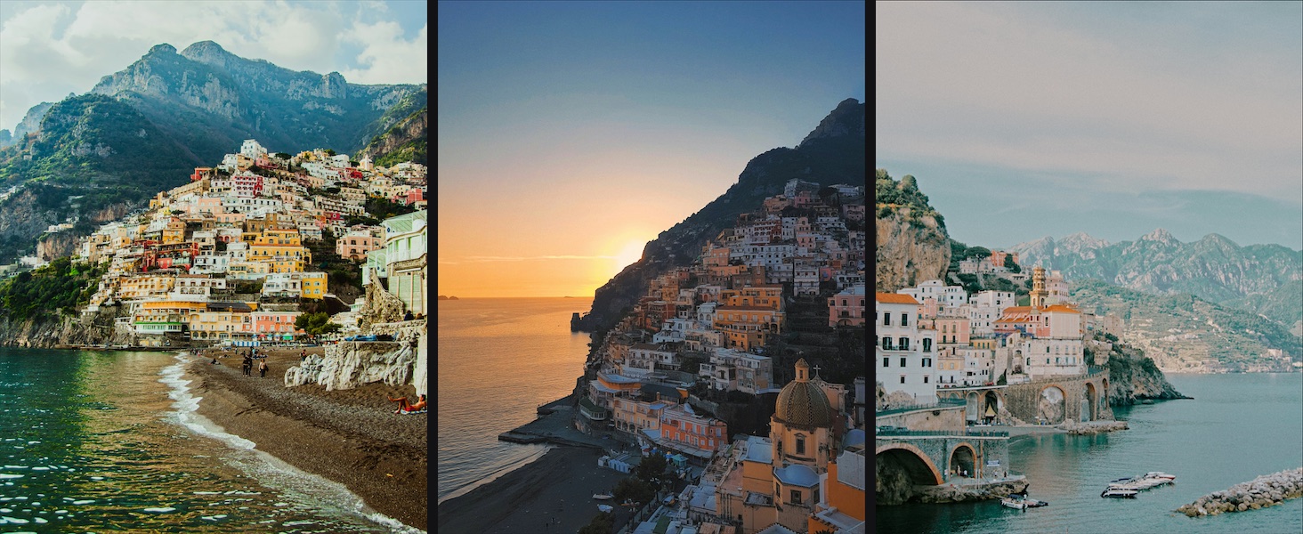 Three Amalfi Coast photos as shot